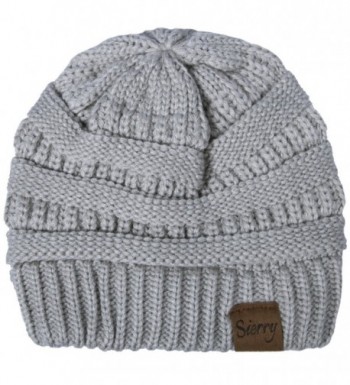 Sierry Soft Stretch Cable Knit Beanie- Warm Solid Ribbed Beanie Hats - Unisex - Light Gray - CE1890NCQDE