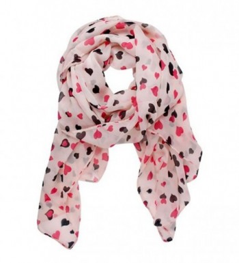 Aimery Women's Sweet Love Heart Dots Chiffon Shawl Scarf Wrap - Pink - C9125MLQ20F