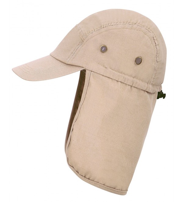 EPYA Outdoors UV Sun Protective Full Coverage Safari Hat w/Neck Flap - Khaki - CI180IST7H2