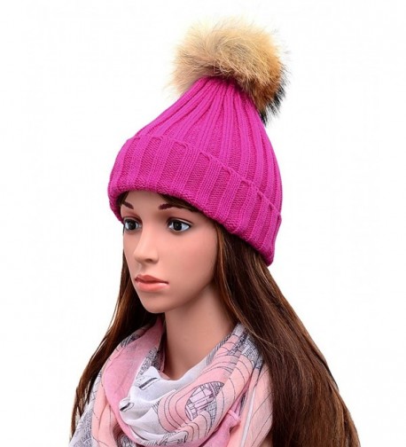 GuoMan Womens Winter Raccoon Beanie