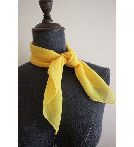 Solid Chiffon Square Neckerchief Yellow in Fashion Scarves