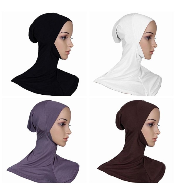 Ksweet 4 x Full Cover Islamic Scarf Women Hijab Cap Ninja Bonnet Underscarves - Black+Grey+Light brown+White - CT12EHVUGHB