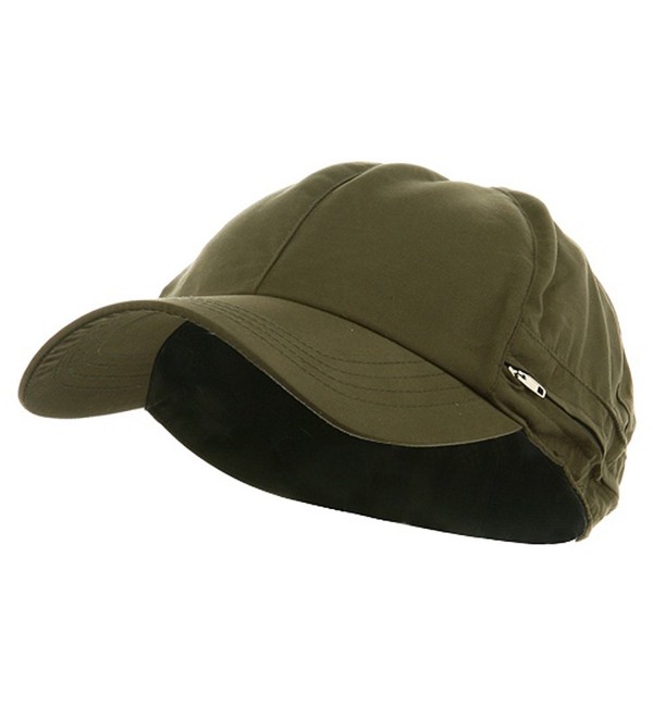 Zippered Flap Caps - Olive - C8111C691P3