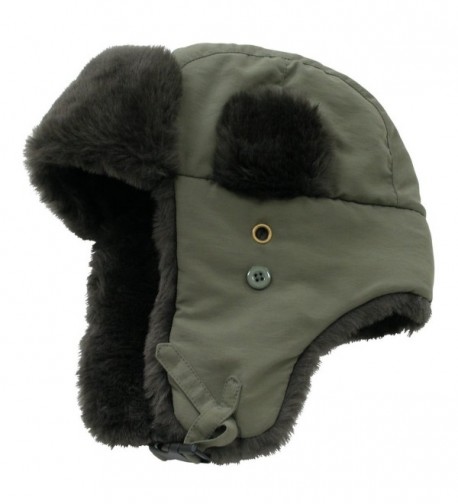 Decky Faux Fur Trooper Aviator Style Winter Hat (Olive- Large/XL) - CP110H0BUWR