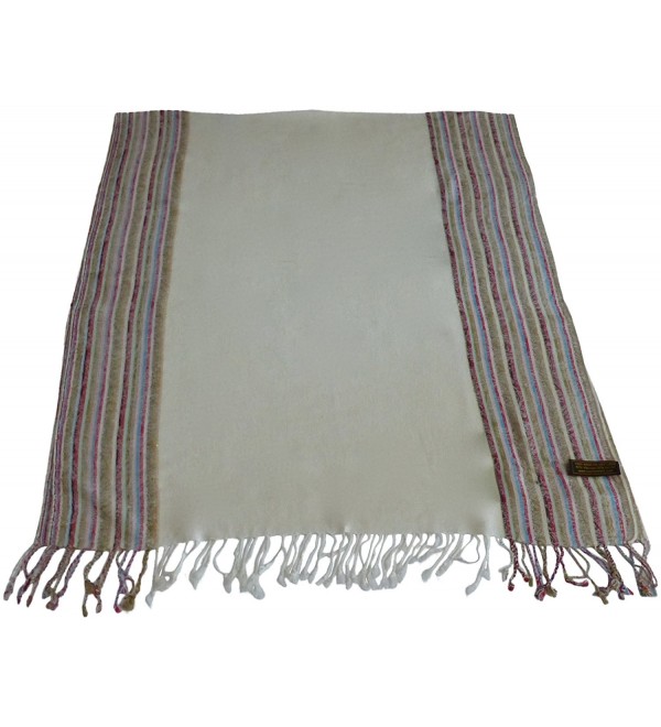 Moire Design Pashmina Shawl Scarf Wrap Stole Pashminas Shawls Seconds NEW - Cream - CA11YNNON4V