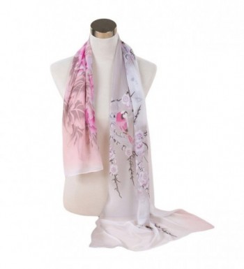 Reversible China Rose Chiffon Voile Lady Shawl Women Scarf for Clothes Decorating - White2 - CZ120TW3PN9