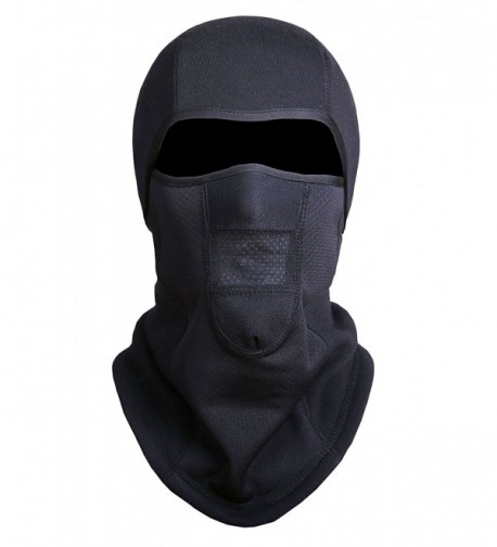 Zerdocean Fleece Lined Balaclava Thermal Windproof Breathable Motocycle Ski Mask - Black - C912NZTB59R