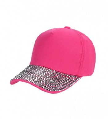 Makalon Womens New Fashion Baseball Cap Rhinestone Paw Shaped Snapback Hat - Hot Pink - CP1843ORTR4