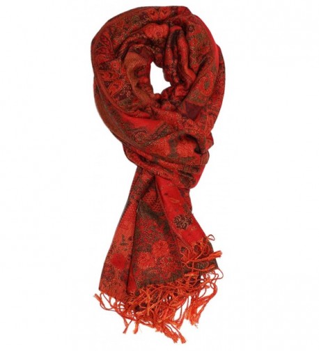 Ted and Jack - Luxe Classic Tapestry Reversible Pashmina - Rich Red - CS12O66F0SB