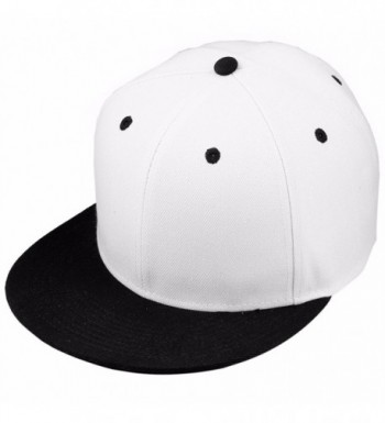 Samtree Unisex Snapback Hats-Patchwork Solid Color Flat Bill Baseball Cap - 015-white+black - C1183GRLLEE