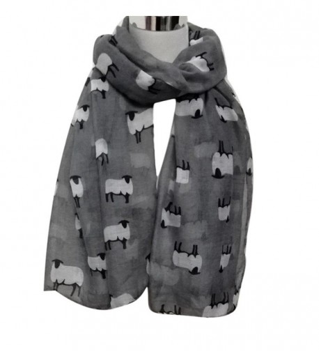 Women Fashion Cute Sheep Print Scarf Long Soft Scarf Wrap Shawl Stole Scarves - Gray - C1129SSUX0X