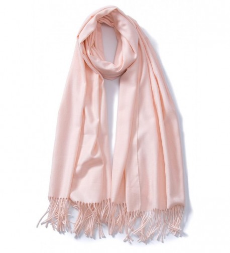 Cindy & Wendy Large Soft Cashmere Feel Pashmina Solid Shawl Wrap Scarf for Women - Baby Pink - CE188HO8NO2