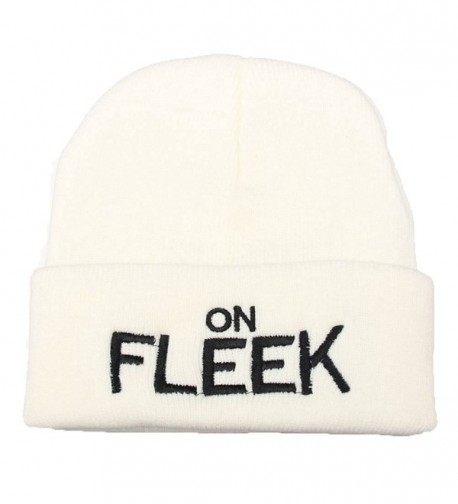 XY Fancy Embroidery On Fleek Beanie Hat Winter Warm Knitted Hip Hop Ski Caps for Man And Women - White - CF12MZKG10M