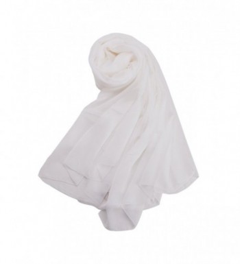 100% Silk Scarf- Faurn Women Oversized Pure Mulberry Silk Chiffon Scarves Multicolors - White - CI185CQY8Z6