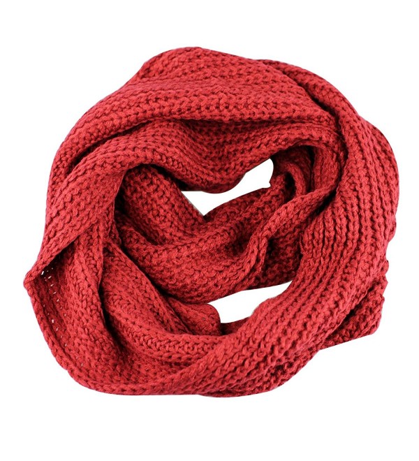 Classic Infinity Knit Scarf Solid Color - Red - CE11QWT7QF7