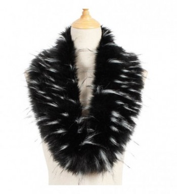 Yetagoo Faux Fur Collar Women's Neck Warmer Scarf Wrap Gatsby 1920s Shawl Accessories - Black/White - C7187K023T0