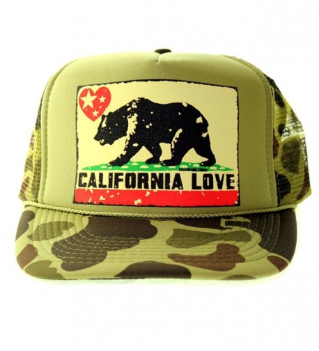 California Love Flag Snapback Mesh Truckers Cap - Camo One Size Fits Most - C611JHI25AZ