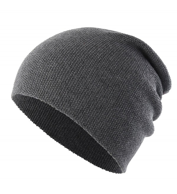 Connectyle Unisex Mens Slouchy Long Beanie Thin Knit Beanie Hat Winter Skull Cap - Grey - C1186G92Y24