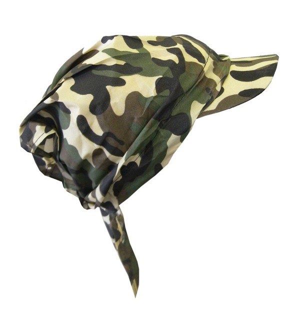 Camouflage Bandana Cap Visor Tie Unisex Army Hat - Tan - CW11MJ8IV59