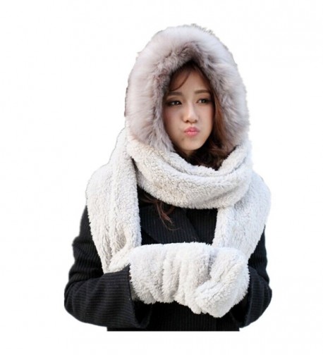 Lucky Beth Winter Warm Women Wool Hat/Scarf/Gloves Set Knitted Hat Scarf Mitten - Gray - CM127D44TZ9