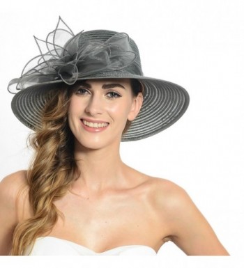 HISSHE Fanny Lightweight Kentucky Derby Church Dress Wedding Hat S052 (Gray) - CS11WLHV0T7