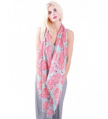 MissShorthair Flamingo Print Scarf Tassels