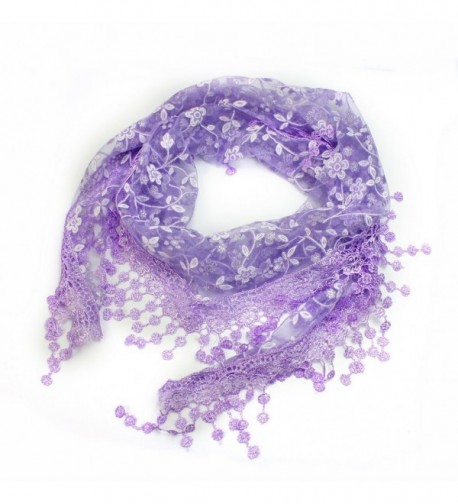 Fashion Women Triangle Shape Lace Sheer Floral Shawl Scarf Lightweight (purple) - CL11HPJMMM5