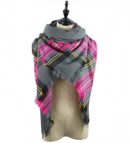 Women's Plaid Blanket Winter Scarf Warm Cozy Tartan Wrap Oversized Shawl Cape For Women - B33 - CQ186EG029S