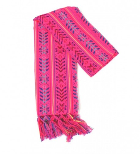Leos Imports Women's Mexican Rebozo Shawl - Hot Pink W/Design - CC11UZ3XHJP