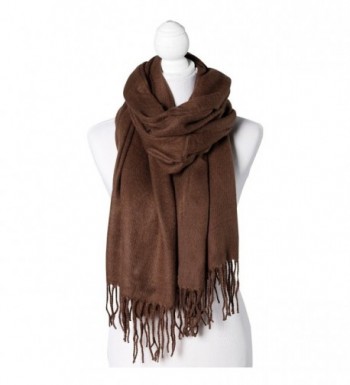 Cocoa Solid Color Fringe Women's Fashion Warm Winter Blanket Scarf Scarves Shawl - CT18777YO9Z