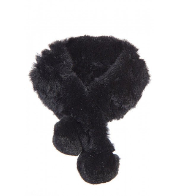 Alpina Rex Rabbit Fur Convertible Headband and Scarf - Black - CY111K473J3