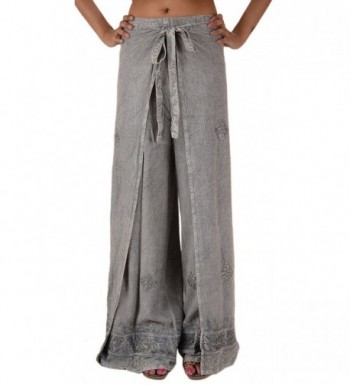 Skirts N Scarves Womens Embroidered Rayon Wrap / Palazzo Pant (Grey) - Grey - C111MNB79IR