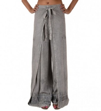 Skirts N Scarves Womens Embroidered Rayon Wrap / Palazzo Pant (Grey ...