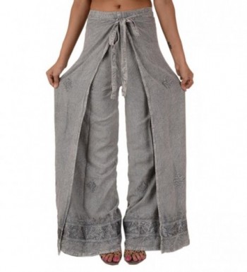 Skirts N Scarves Womens Embroidered Rayon Wrap / Palazzo Pant (Grey ...