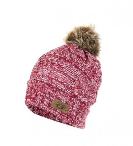 Cable Knit Beanie Stretch Winter - Marled Pink - CS1868033U3