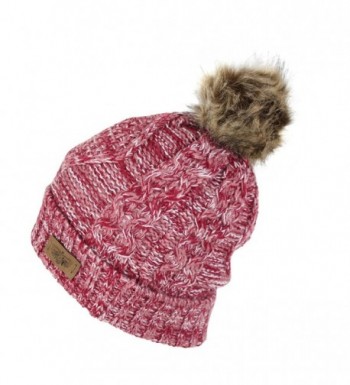 Cable Knit Beanie Stretch Winter in Women's Skullies & Beanies