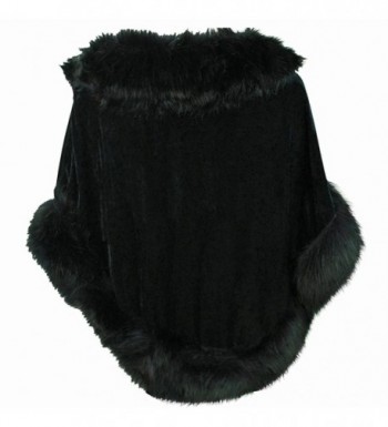 Black Velvet Poncho Fur Trim