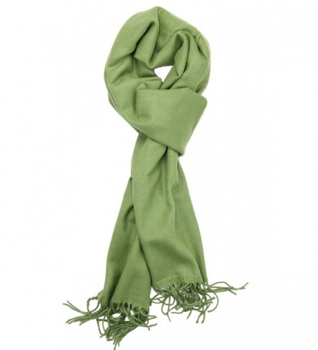Achillea Soft & Warm Solid Color Cashmere Feel Winter Scarf Unisex - Moss Green - CY18760W7Q7