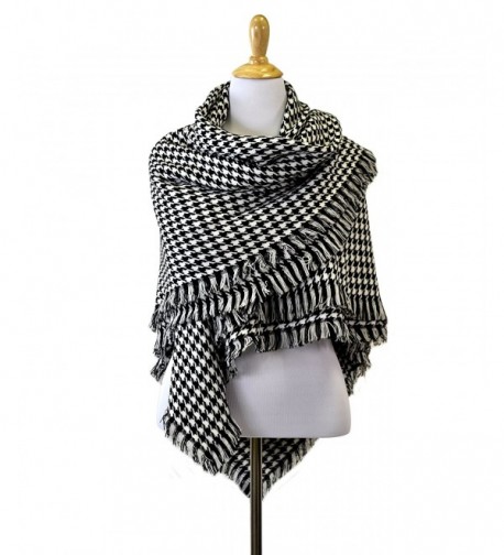 Le Nom Houndstooth Check Pattern Blanket Scarf - C412GXR7QKR