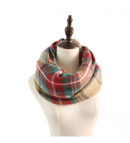 MissShorthair Women's Light Weight Colorful Painting Plaid Tartan Infinity Scarf - 11 Light Brown Plaid - CK1862CLACO