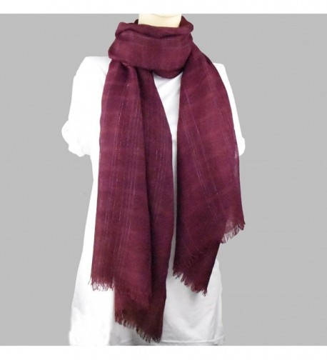 Scarves Silver Strips Tassels Burgandy in Fashion Scarves