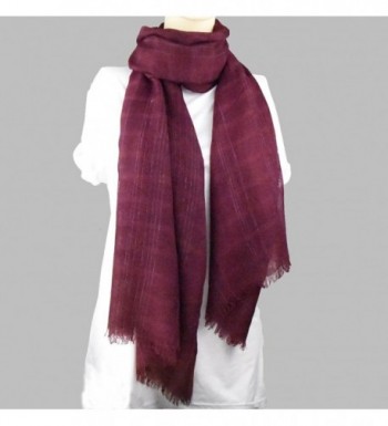 Scarves Silver Strips Tassels Burgandy in Fashion Scarves