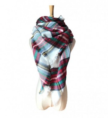 HOTINS Womens Oversized Blanket Scarf Stylish Warm Tartan Plaid Scarf Gorgeous Wrap Shawl - 11-white & Red - C4186M43R2I