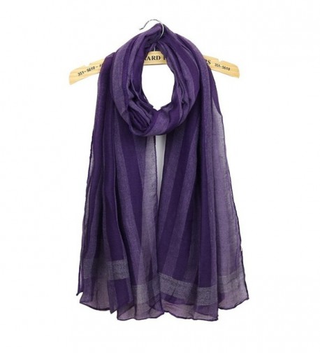 Women Striped Solid Color Scarf Lightweight Wrap Shawls All Match Elegant Scarves - Purple - C61888KQZUO