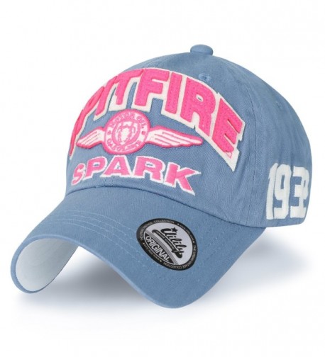 ililily Spitfire Patch Baseball Cap Washed Cotton Casual Adjustable Trucker Hat - Sky Blue - C8188HM7E5C