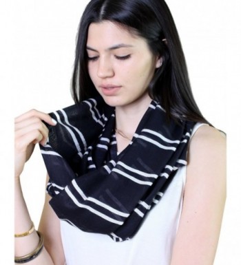 Women's Elissa Black White Stripe Infinity Loop Fashion Scarf - C611IWVEBXD