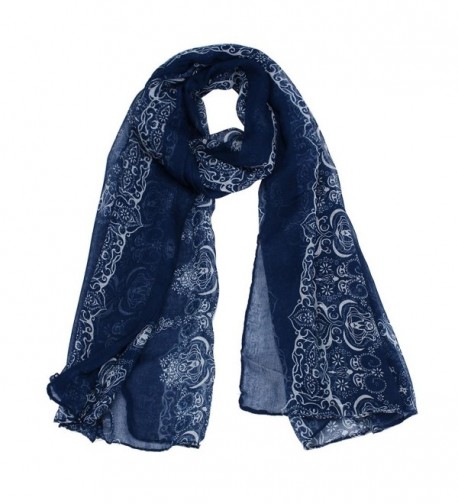 Sandistore Women Lady Classical Print Scarf Scarves Sun Protection Gauze Kerchief - Navy - CP1279M12OB