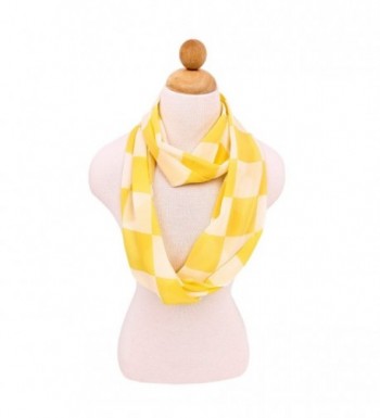 Sheer Chiffon Checked Plaid Infinity Loop Fashion Scarf - Different Colors Available - Yellow - CN11LOR210H