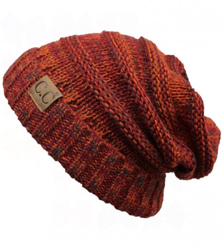 ScarvesMe C.C. Trendy Warm Oversized Chunky Soft Oversized Cable Knit Slouchy Beanie - Rust - C512KBATKP5