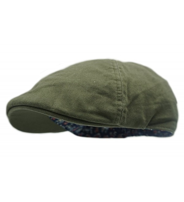 Wonderful Fashion Men's Cotton Vibrant Colored newsboy Cap - Olive - C1189HHAMQ8